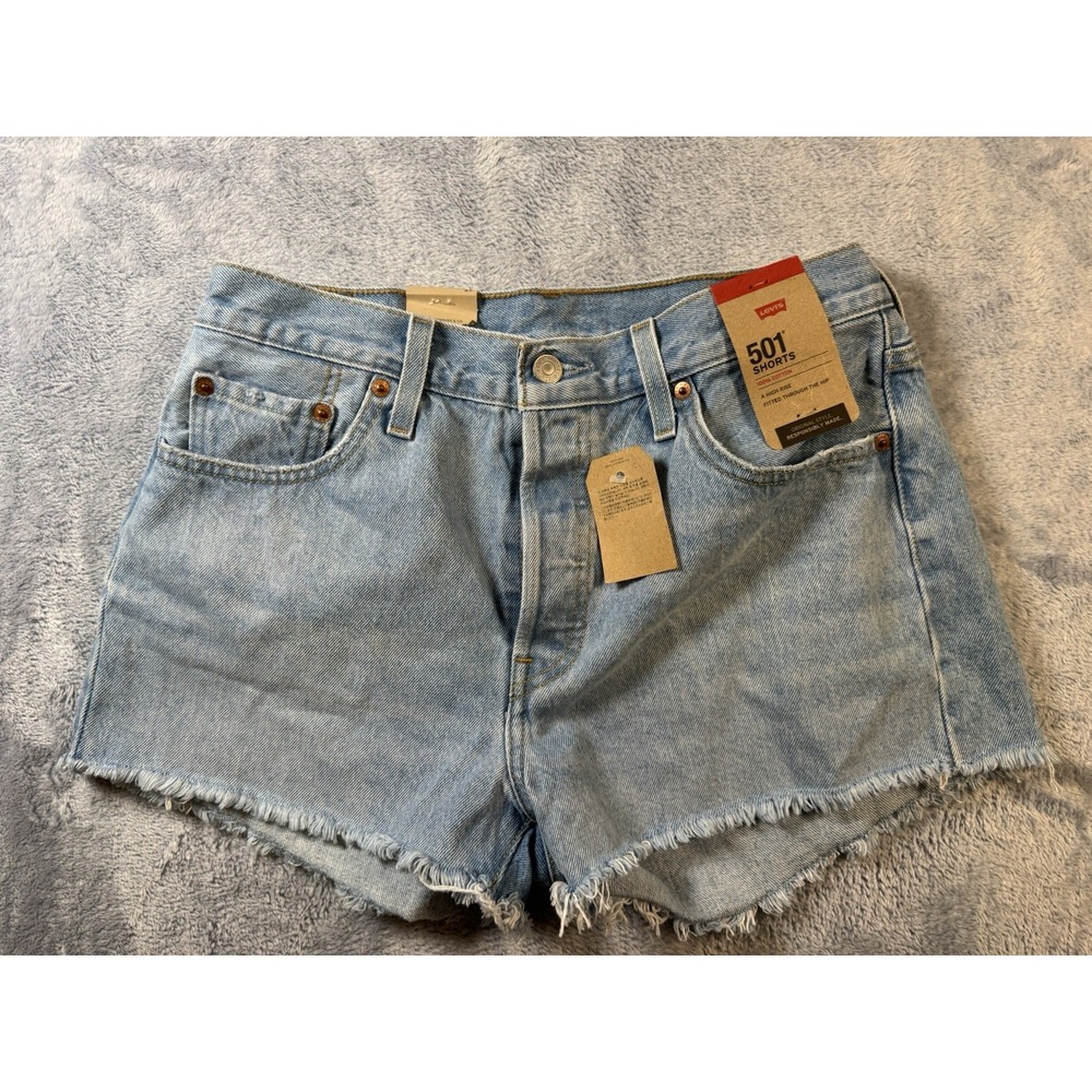 Levi's 501 Original High Rise Cut Off Denim Shorts Light Blue NWT Women's W29